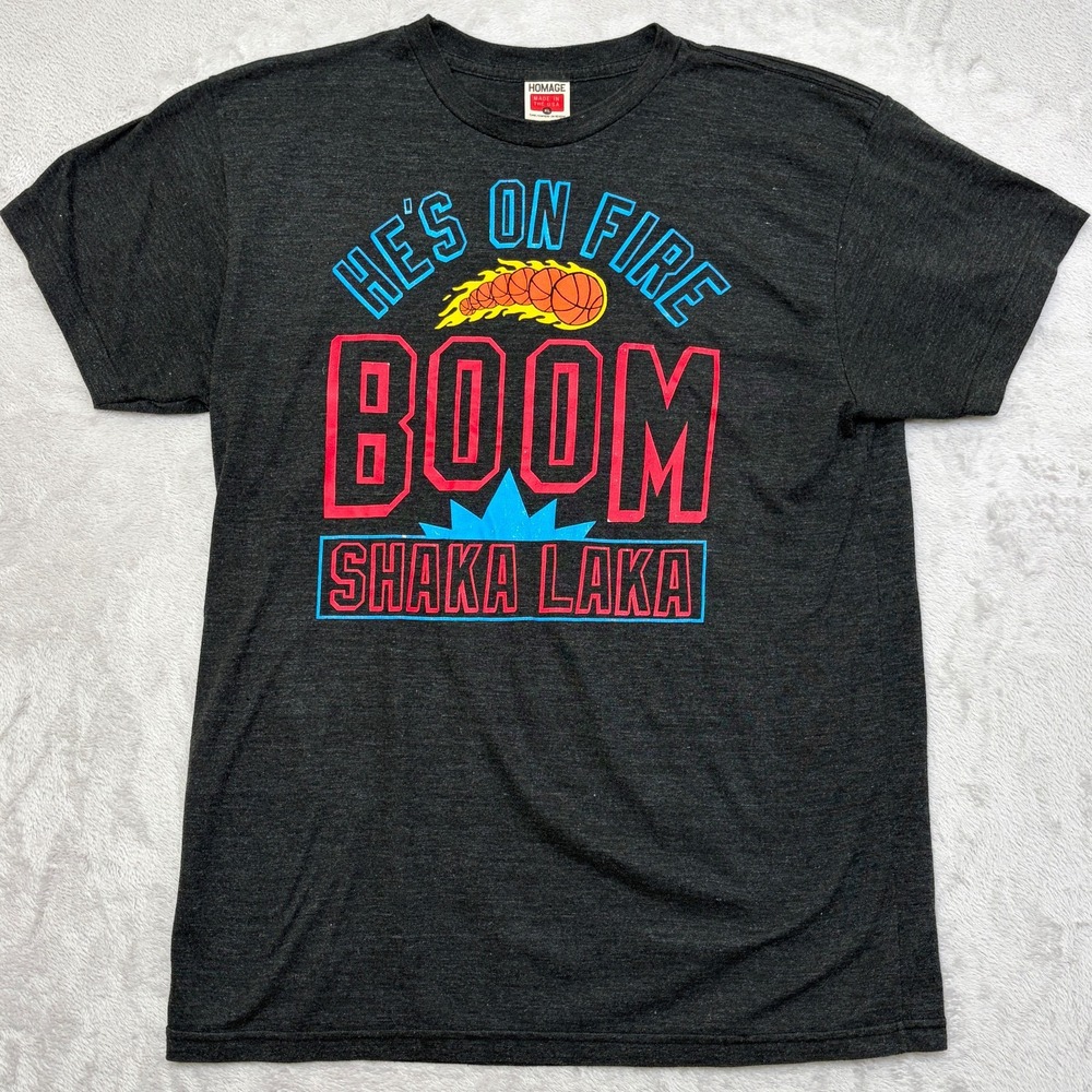 NBA Jam He's on Fire Boom Shaka Laka Homage Tee XL fits smaller made in USA